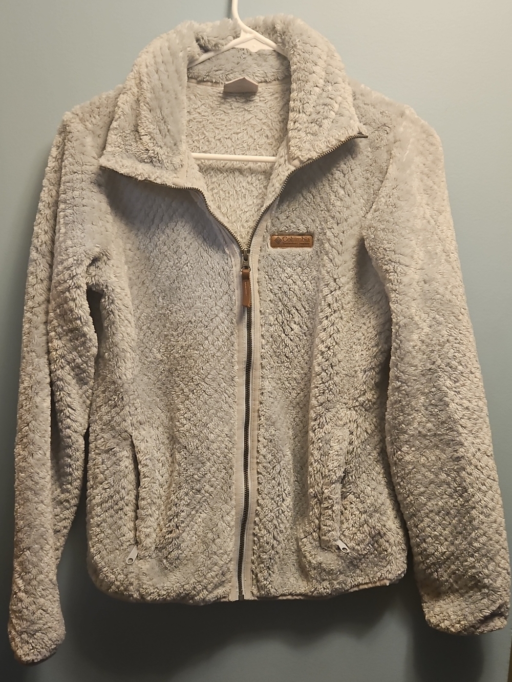 Columbia Cream Plush Teddy Fleece Zip Jacket